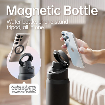 Thermos Stainless Steel Water Bottle with Magnetic Phone Holder