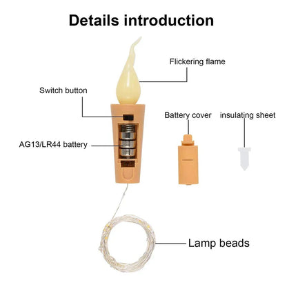 Candle Head Lights Battery Bottle Stopper